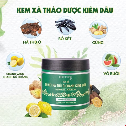 Kem xả thảo dược kiềm dầu - Bồ kết hà thủ ô chanh gừng 220gr